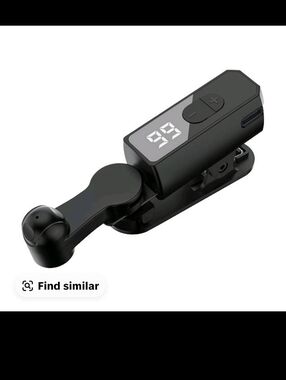 Wireless Clip-On Bluetooth Earbud with LED Display - Black